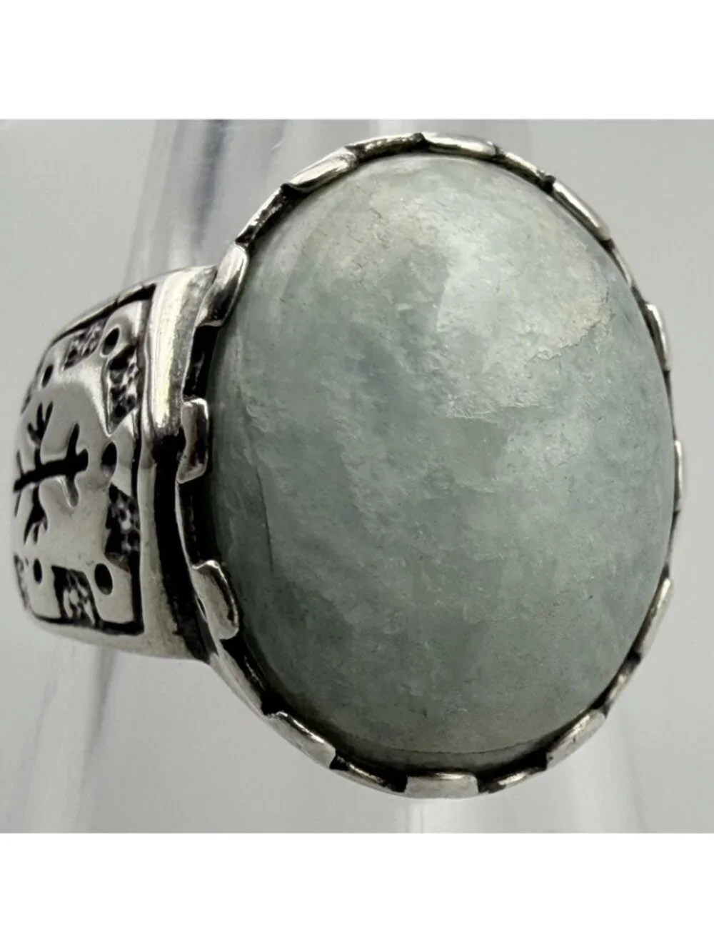 Carolyn Pollack Milky Aquamarine Shield Ring Relios Sterling Silver Size 7